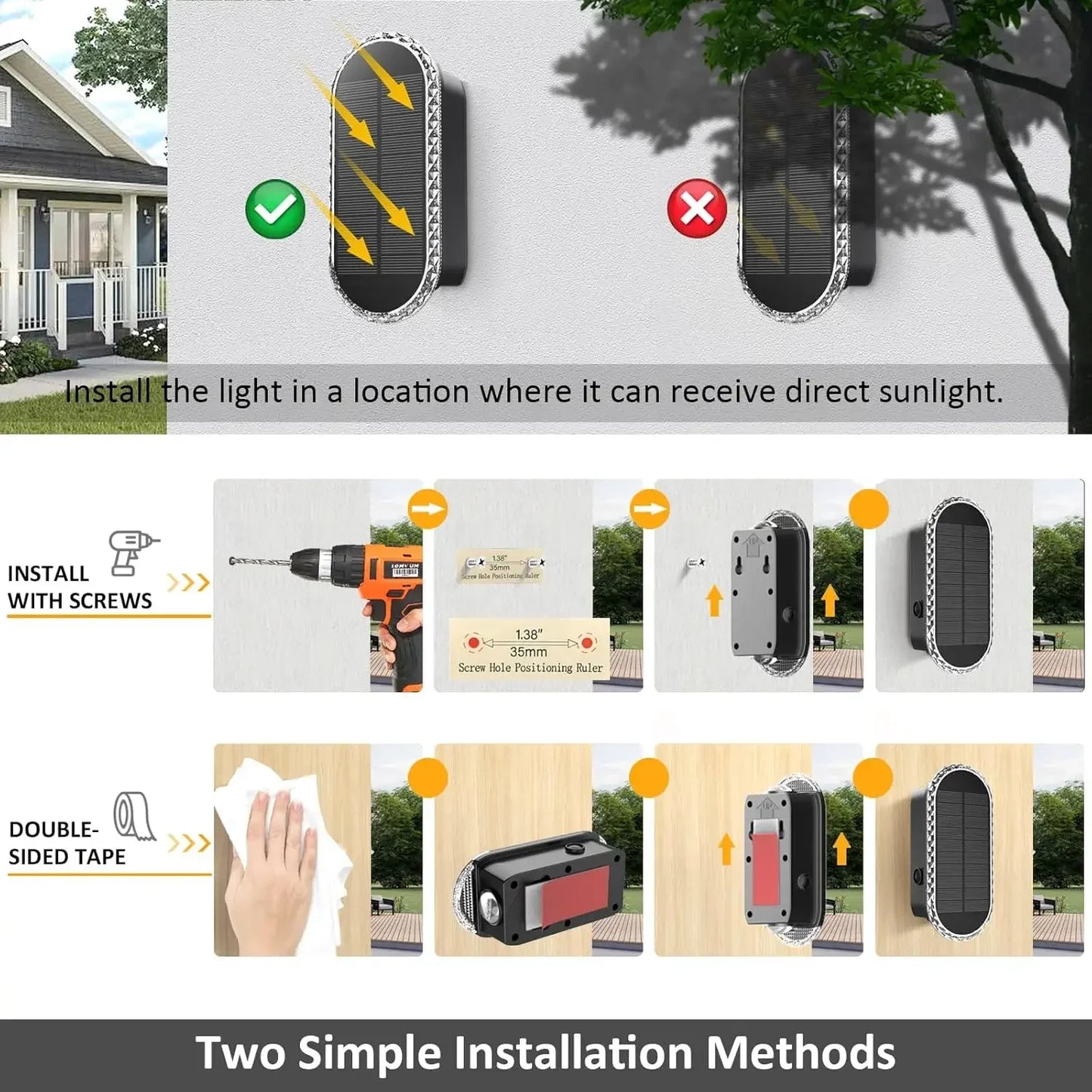 SZRSTH IP65 Waterproof Solar Fence Lights 8 Pack With 3 Modes