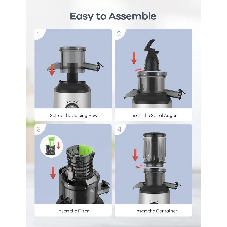 MDNG Slow Masticating Juicer With Large Feed Chute Cold Press