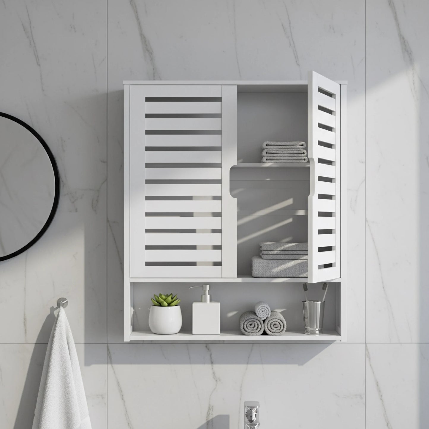 Wisfor Bamboo Over-The-Toilet Wall Cabinet With Adjustable Shelves