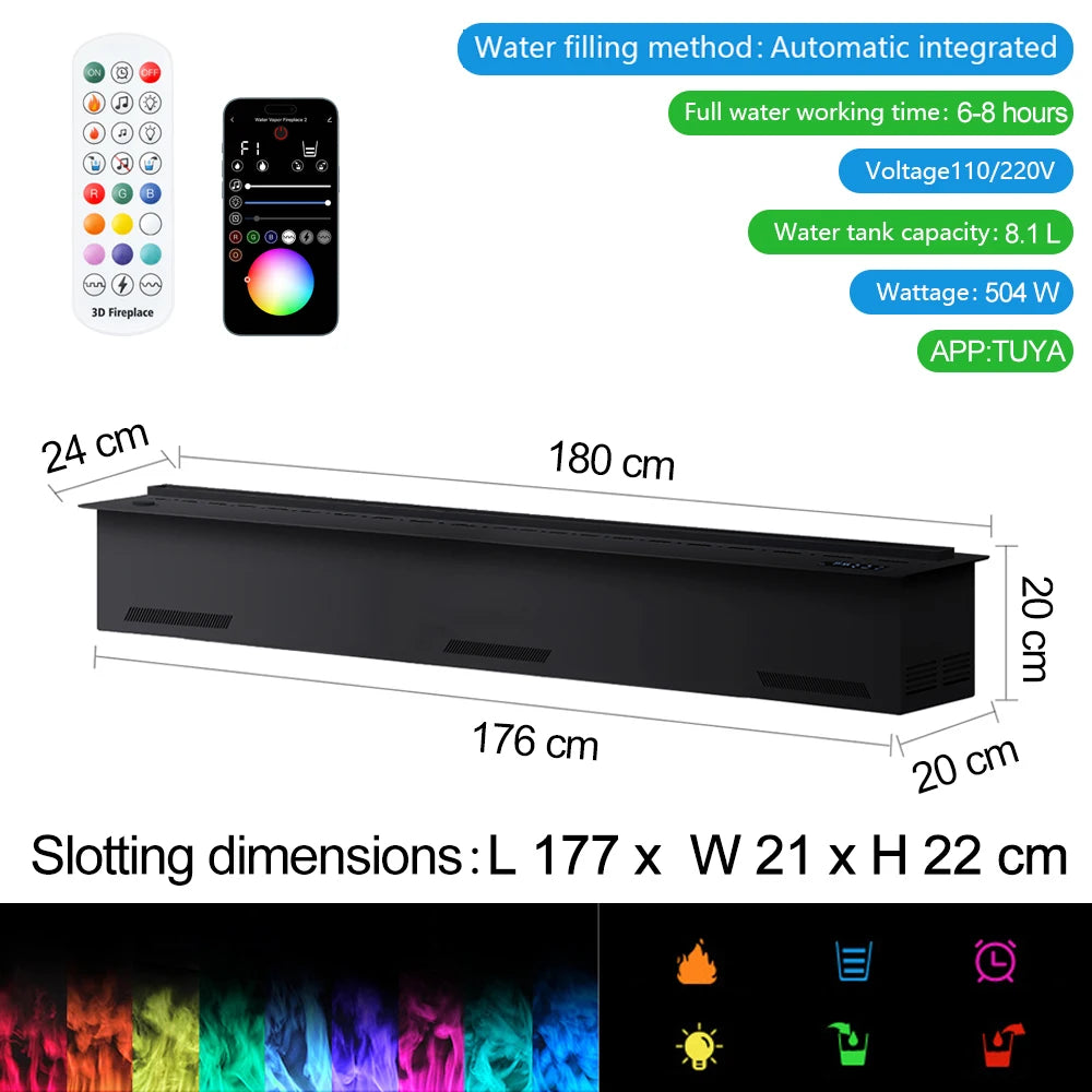 AFLYEVER Water Vapor Atomization Fireplace Humidifier With LED Flame