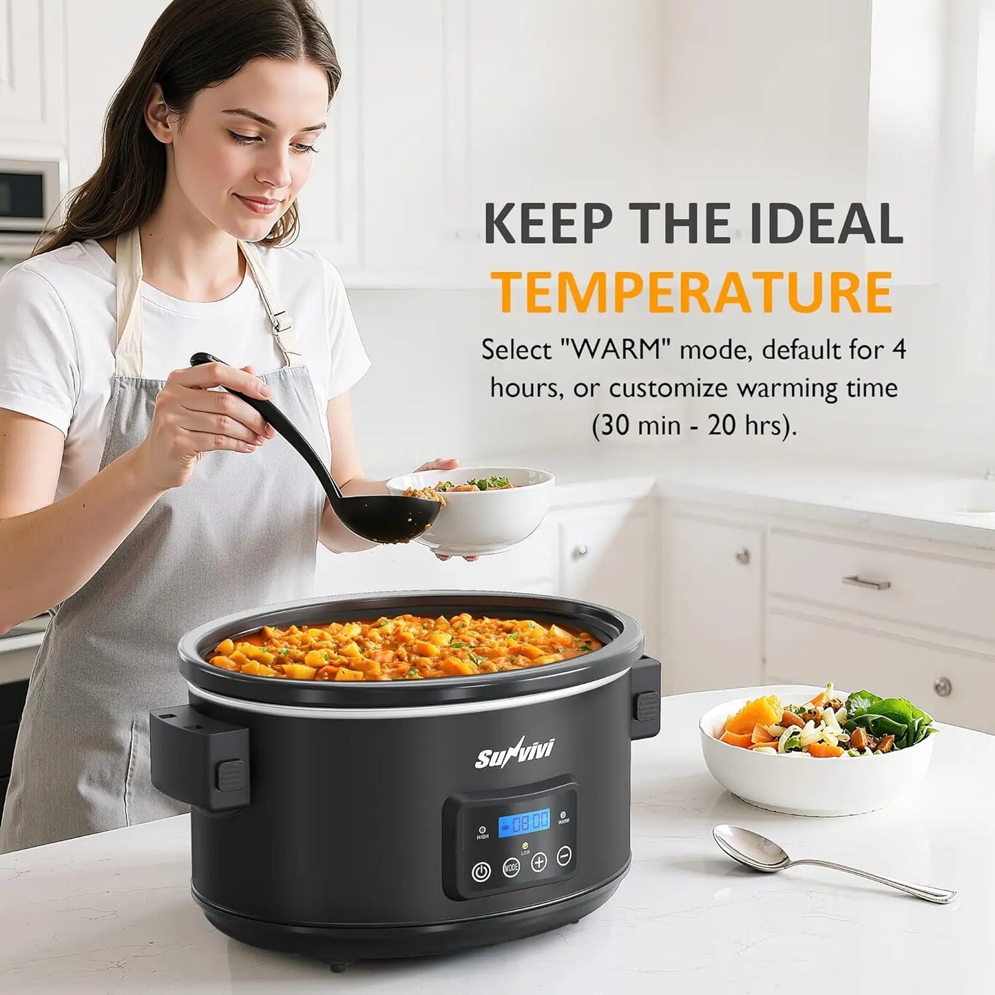 XMSJ Programmable Slow Cooker Multi Cooker with Digital Timer