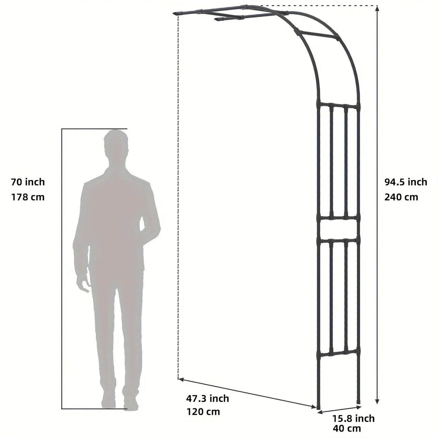 Half Sided Arch Trellis Garden Arch Arbor for Climbing Plants