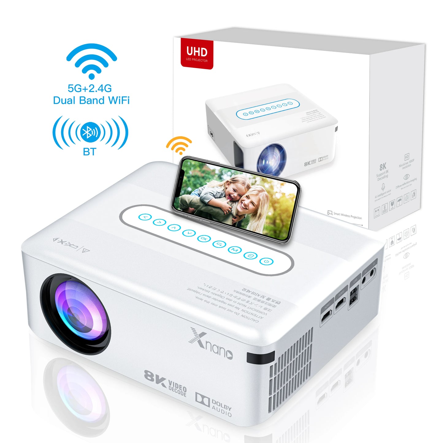 XNANOB Smart Projector 1080p Android Home Theater Experience