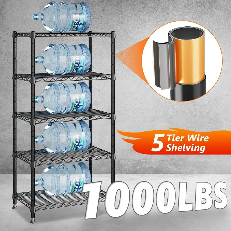 Wire Shelving Unit 5 Tier Adjustable Metal Storage Shelves Organizer