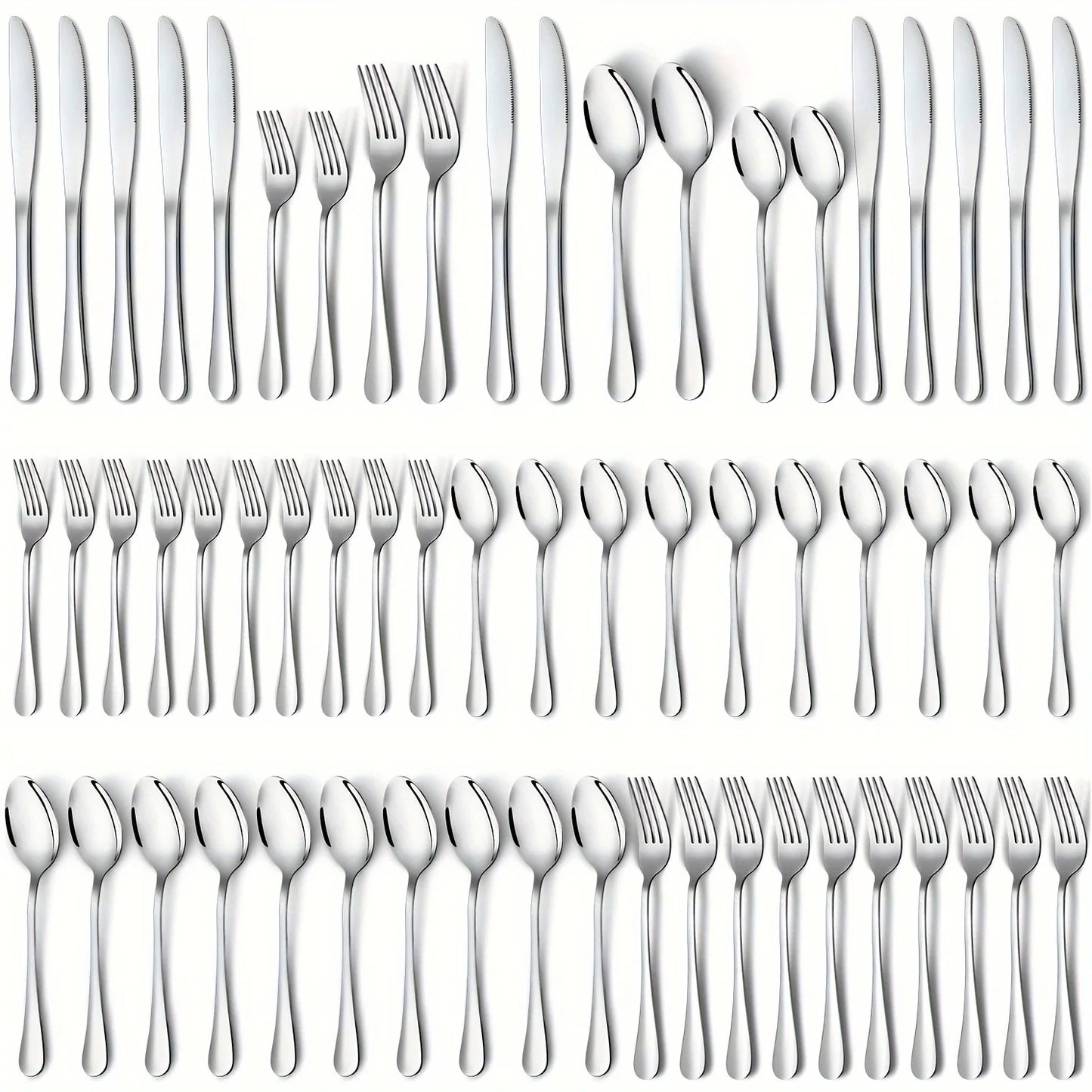 Stainless Steel Flatware Set Mirror Polished Cutlery Dishwasher Safe