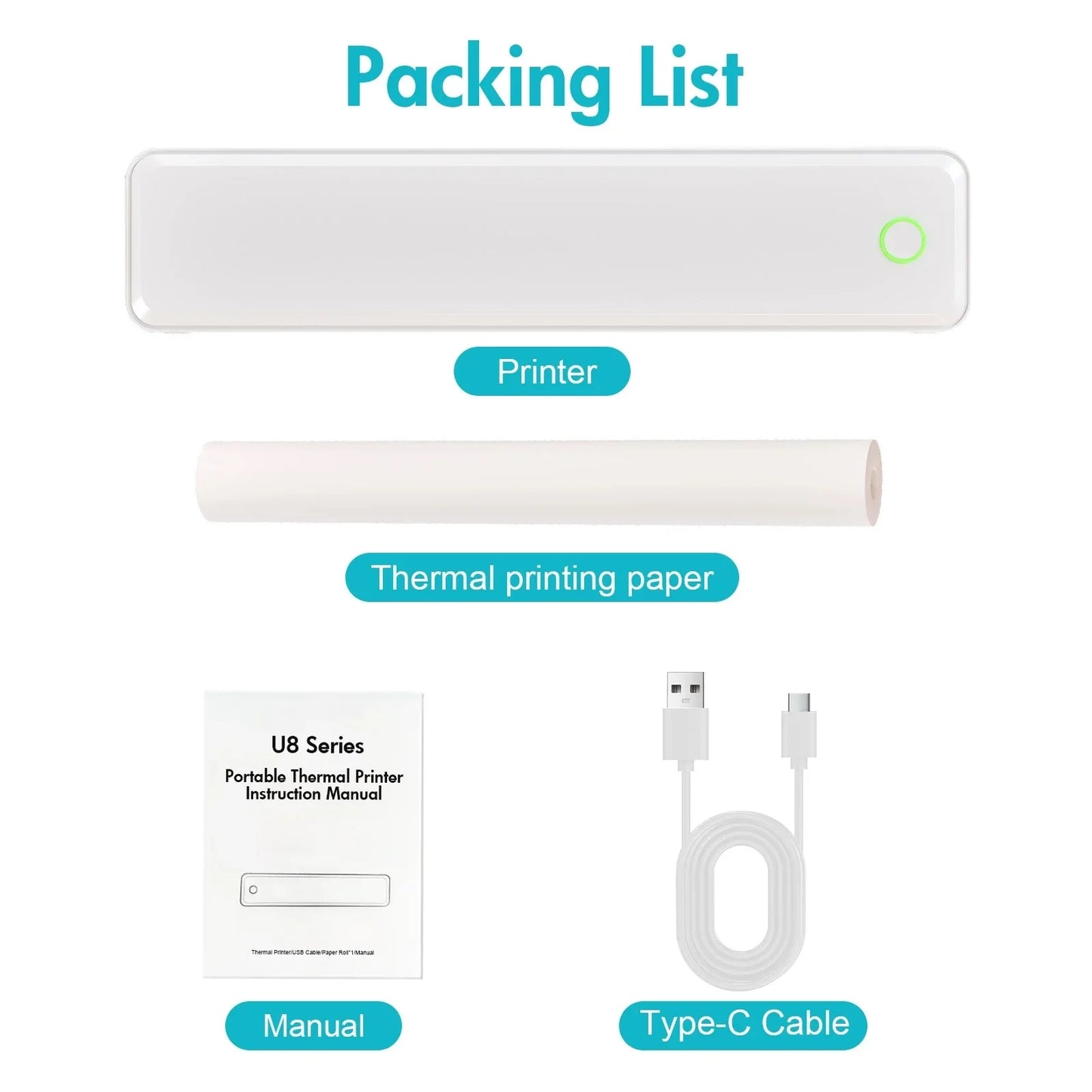 TakeYou Portable Wireless Inkless Thermal Printer Label Maker For Travel