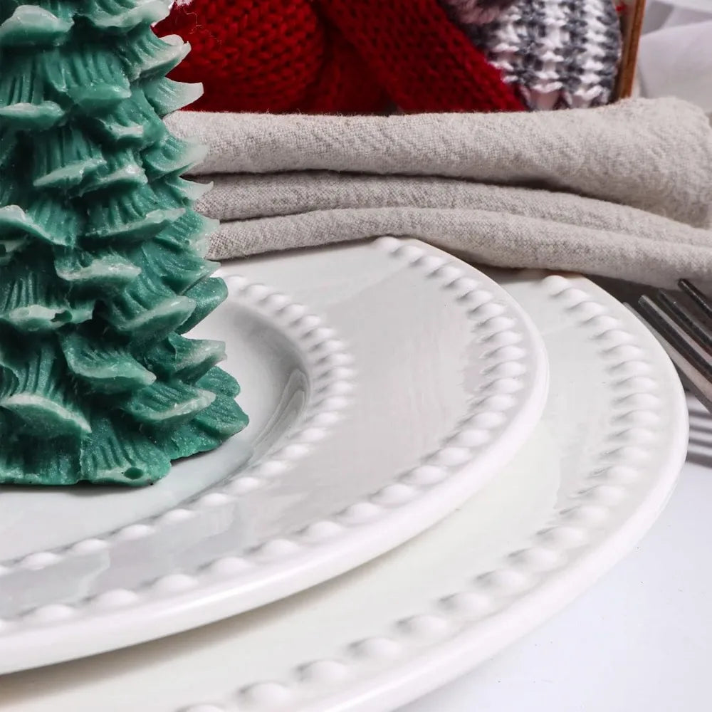 Ceramic Embossed Dots Wide Rim Salad Plates Set of 4