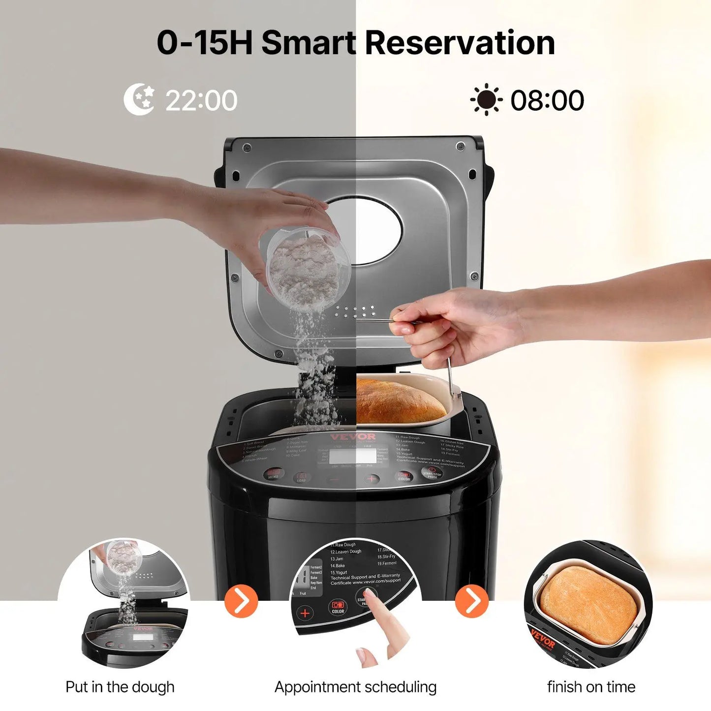 SHICUO 19 In 1 Automatic Bread Maker 650W Programmable