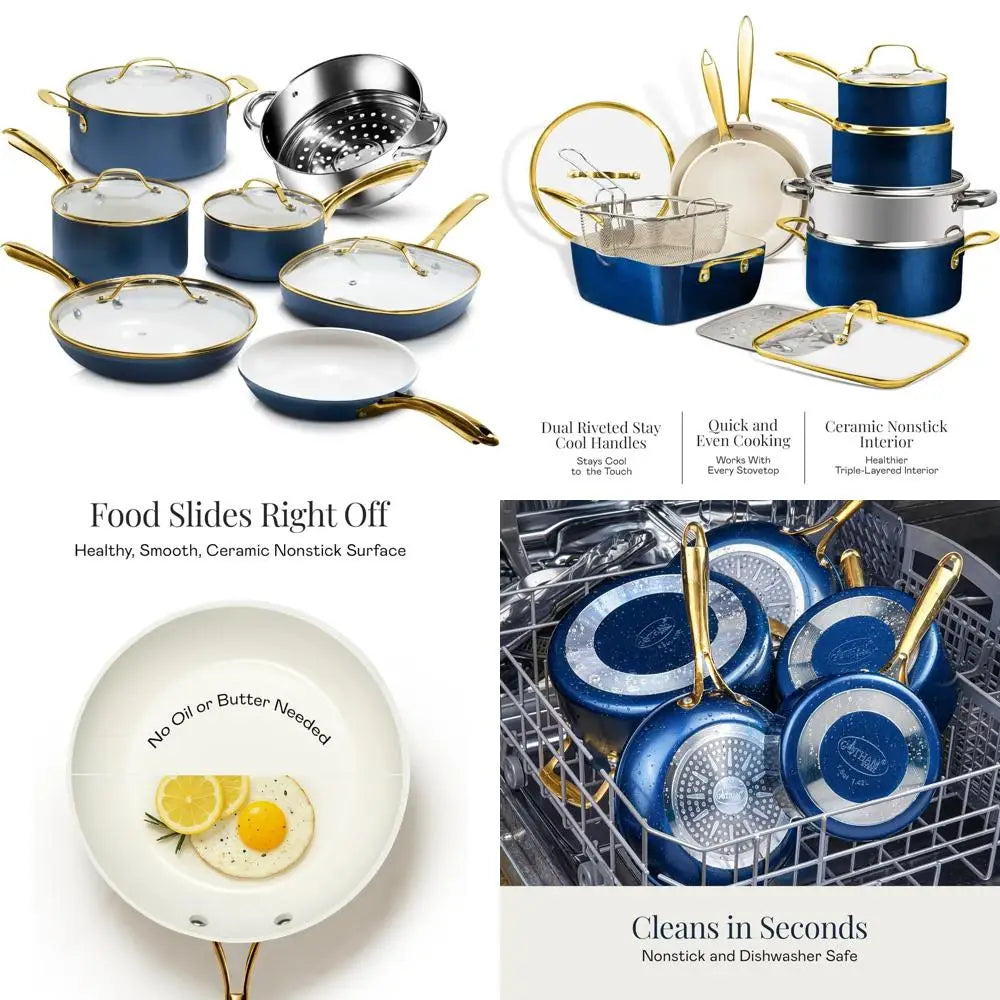 Gotham Steel Ceramic Nonstick Cookware Set With Steamer
