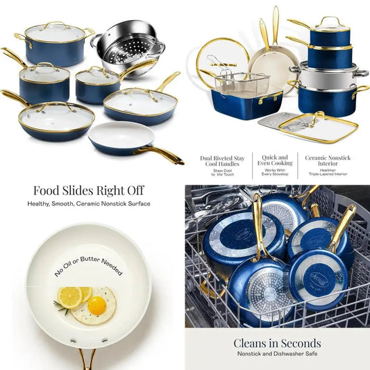 Gotham Steel Ceramic Nonstick Cookware Set With Steamer