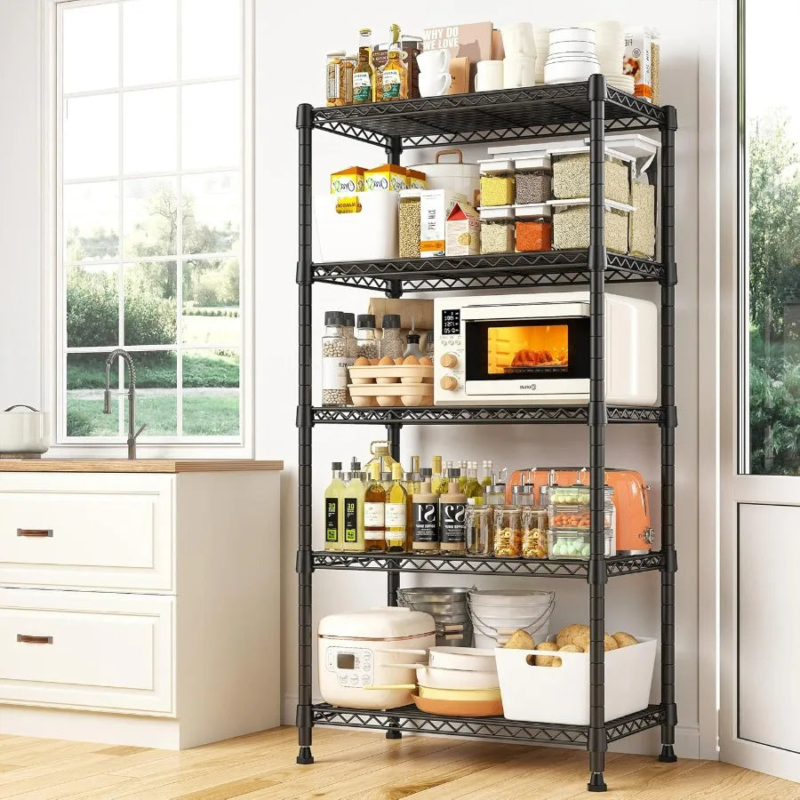 Wire Shelving Unit 5 Tier Adjustable Metal Storage Shelves Organizer