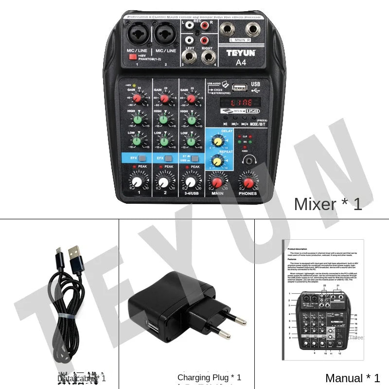 TEYUN 8 Channel DJ Mixer With 24 DSP Effects Bluetooth