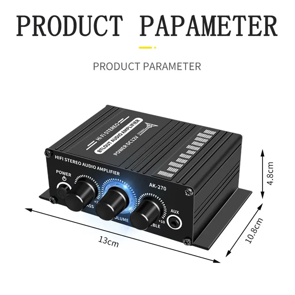 Woopker AK270 2 Channel Digital Audio Amplifier 20W Per Channel Car Home Karaoke
