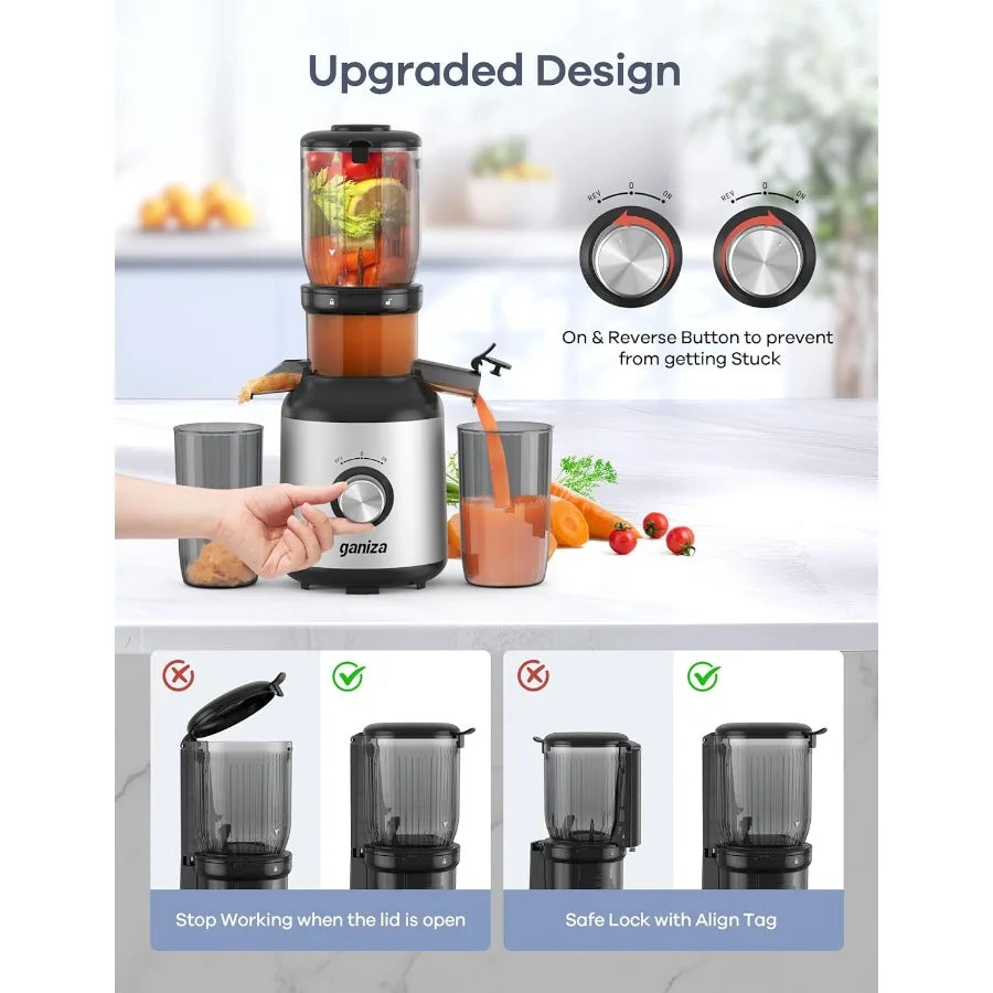 MDNG Slow Masticating Juicer With Large Feed Chute Cold Press