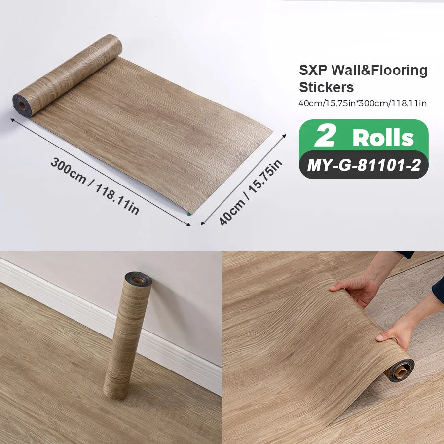 Two Rolls Self Adhesive Wall And Floor Sticker Wood Grain Marble