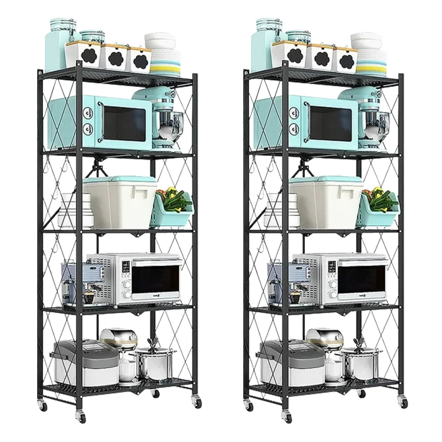 Storage Shelving Unit 5-Tier Heavy Duty Metal Rack With Wheels