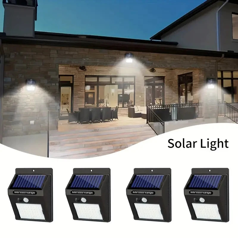 SZRSTH IP45 Solar Outdoor Lights With Motion Sensor Four Pack