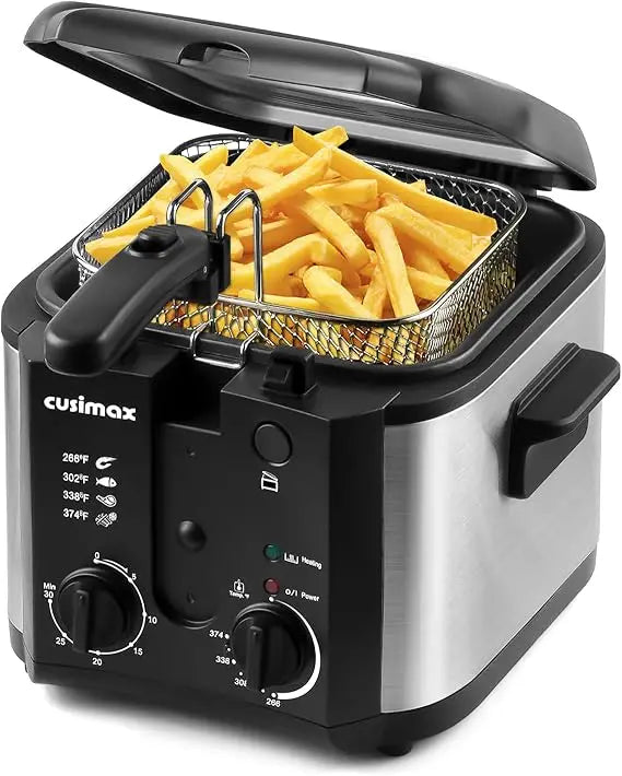 Electric Deep Fryer With Adjustable Temperature And Timer Basket Lid