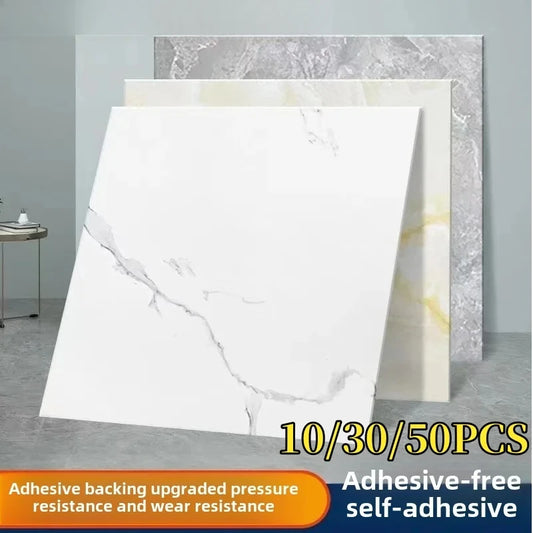 Simulated Thick Marble Tile Floor Sticker PVC Waterproof Wall Decor