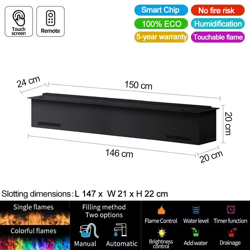 AFLYEVER Water Vapor Fireplace With 3D Flame And Tuya App