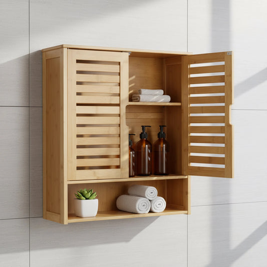 Wisfor Bamboo Over-The-Toilet Wall Cabinet With Adjustable Shelves
