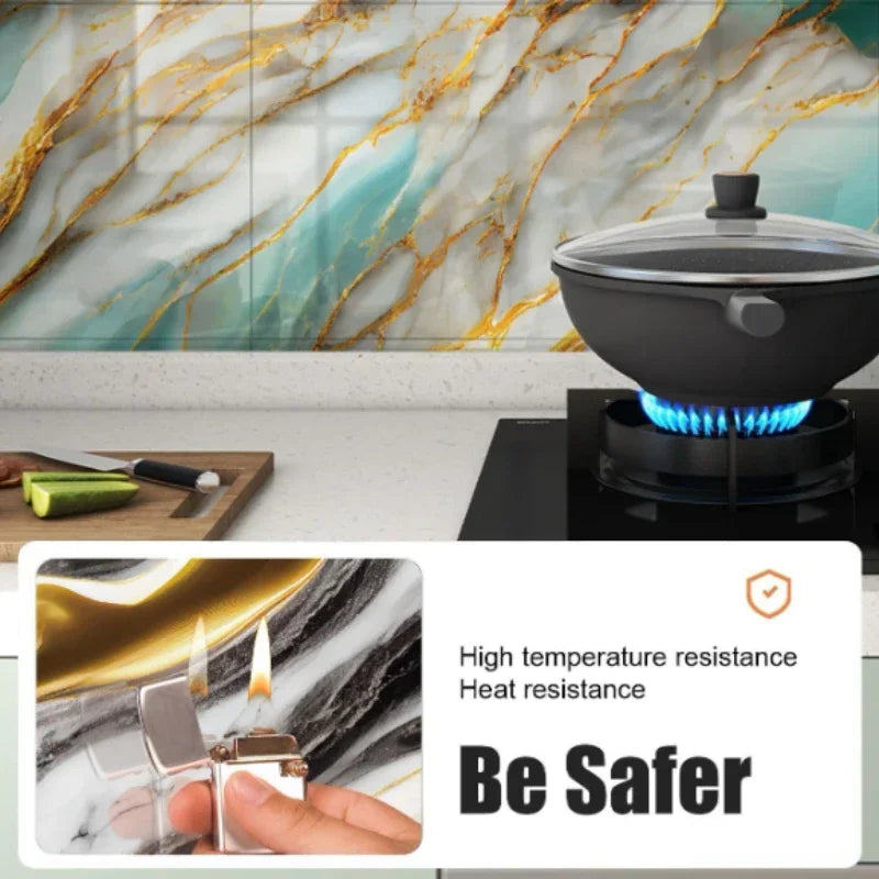 Imitation Marble 3D Ceramic Tile Self Adhesive Waterproof Wall Sticker