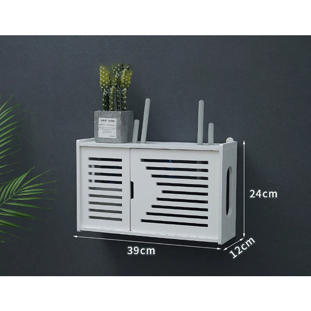Wall Mounted Router Shelf Storage Box Punch Free Cable Management