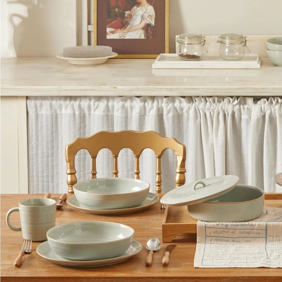 Stoneware Dinner Plates Set Four Microwave and Dishwasher Safe