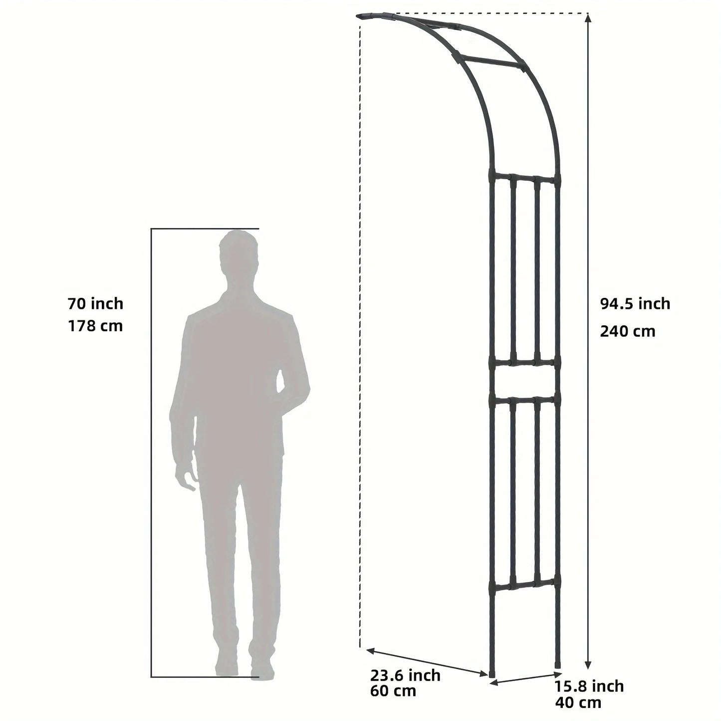 Half Sided Arch Trellis Garden Arch Arbor for Climbing Plants