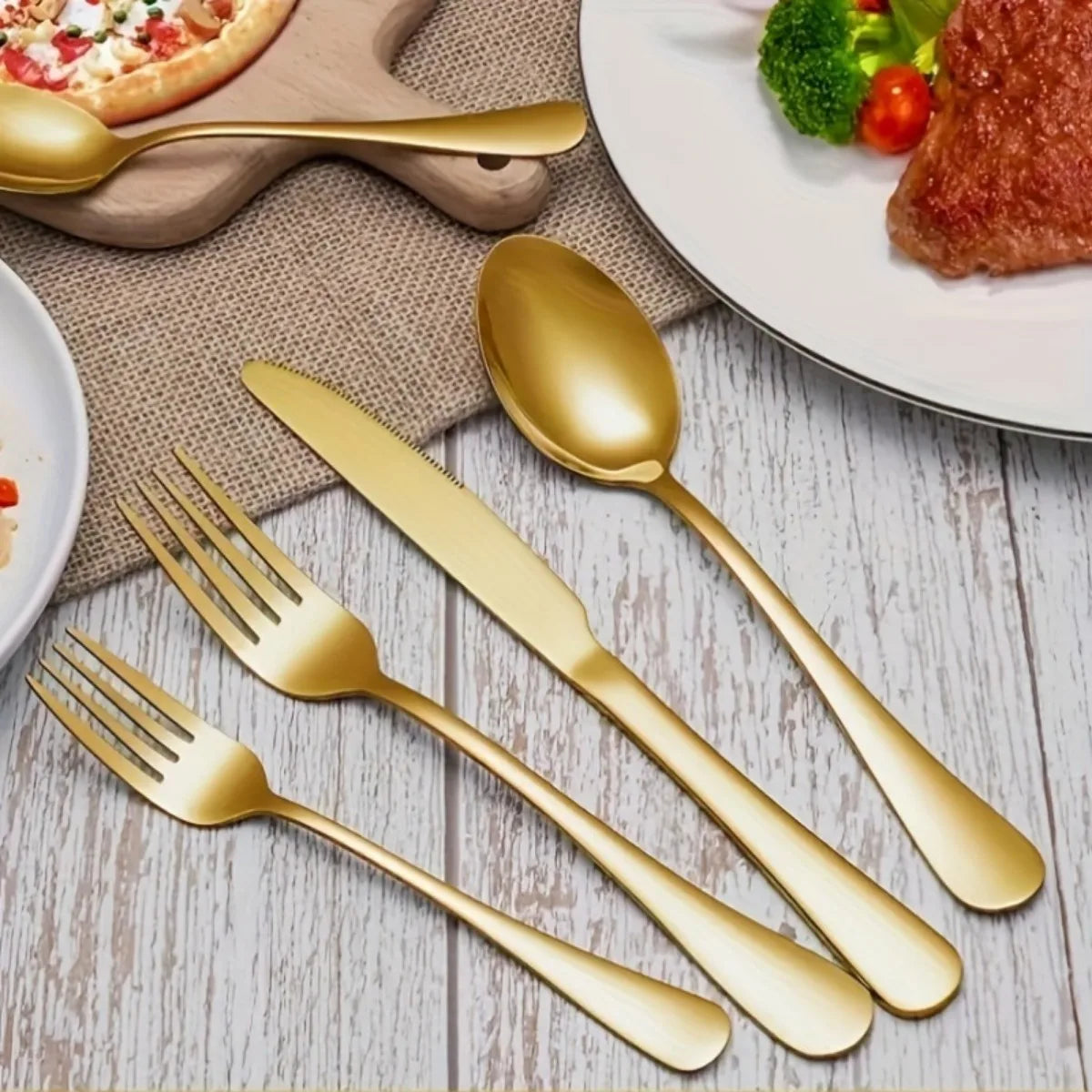 Stainless Steel Flatware Set Mirror Polished Cutlery Dishwasher Safe