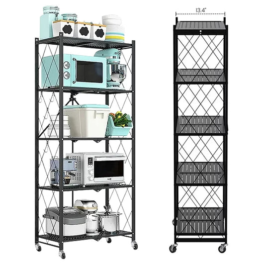 Storage Shelving Unit 5-Tier Heavy Duty Metal Rack With Wheels
