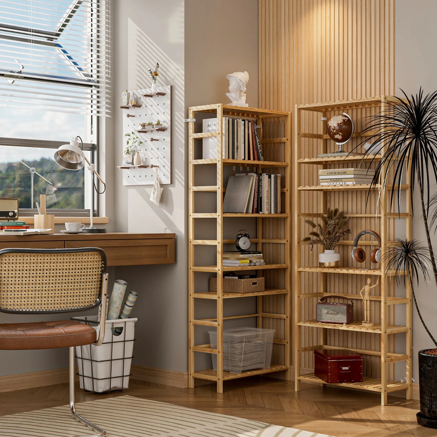 Bamboo 6 Tier Storage Rack Shelving Unit For Home Organization