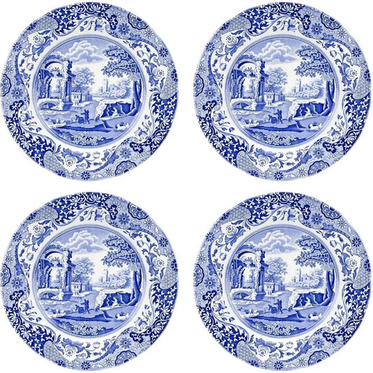 Italian Porcelain Dinner Plates Set of 4 Eastern Inspired Border