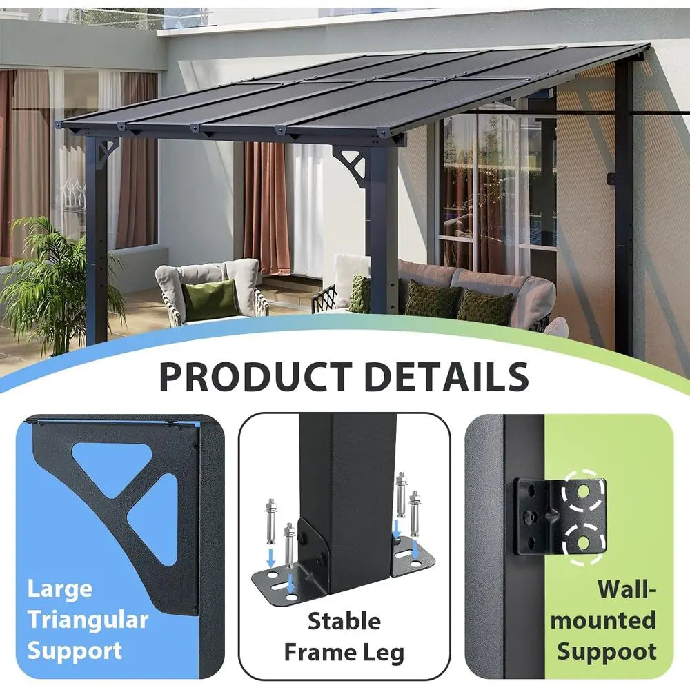 Patio Gazebo Premium Pergola With Sloped Roof Durable Outdoor Shelter