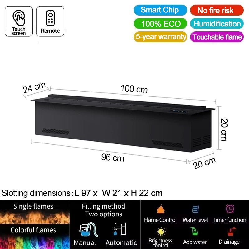 AFLYEVER Water Vapor Fireplace With 3D Flame And Tuya App