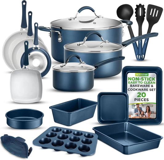 FCM 20 Piece Nonstick Cookware Set With Bakeware For All Cooktops