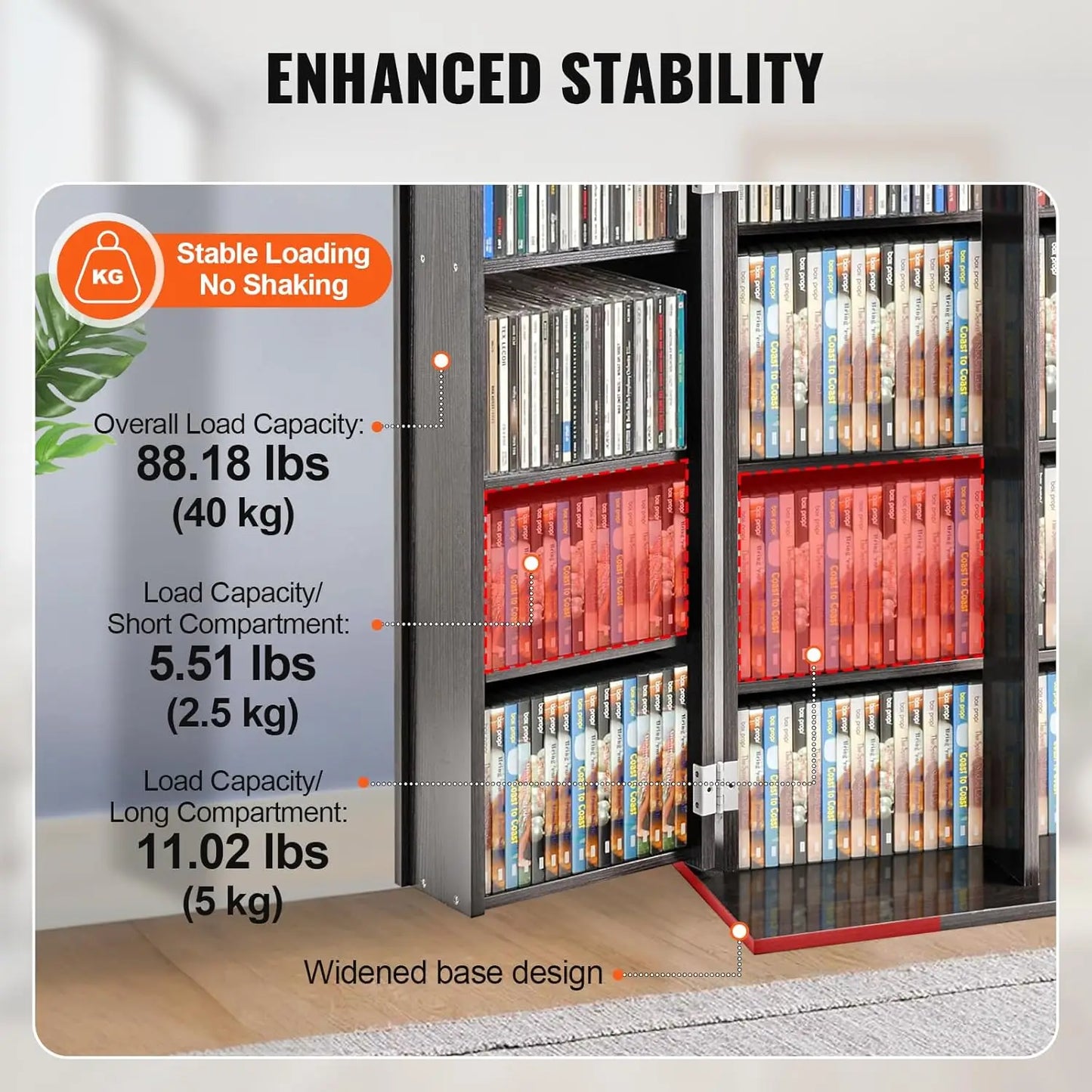 XMSJ Media Storage Cabinet With Adjustable Shelves And Doors