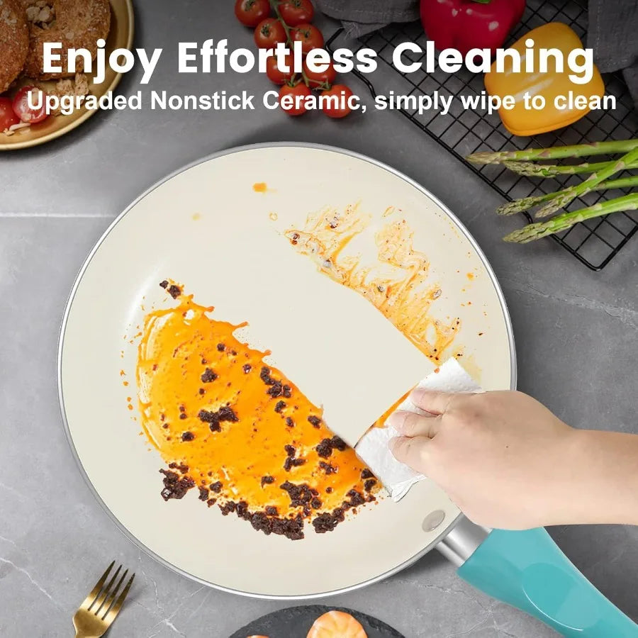 OLOEY Ceramic Nonstick Pots And Pans Set For Induction