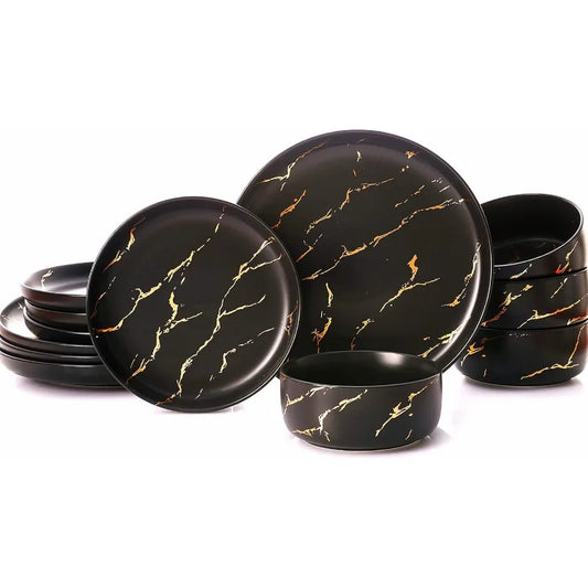 Marble Porcelain Dinnerware Set 12Piece For Everyday Dining