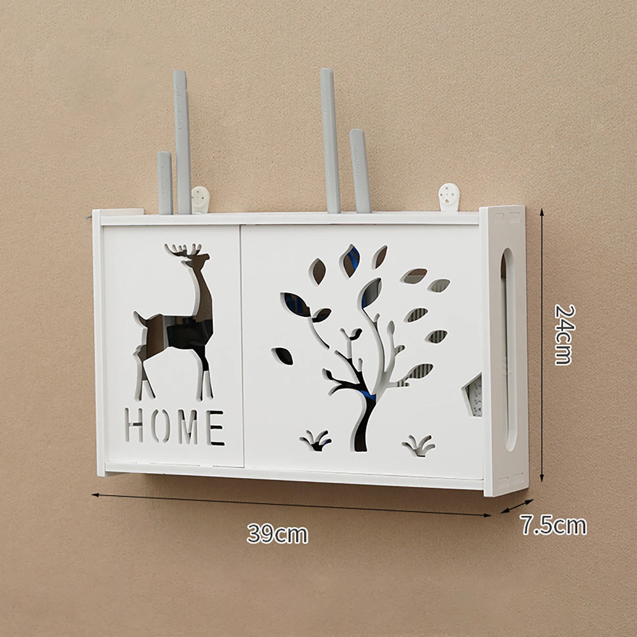 Wall Mounted Router Shelf Storage Box Punch Free Cable Management