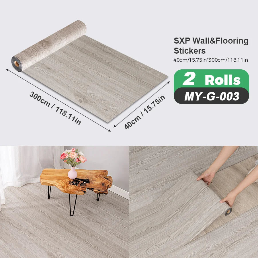 Two Rolls Self Adhesive Wall And Floor Sticker Wood Grain Marble