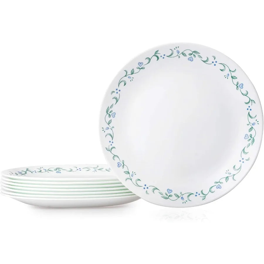 Country Cottage Vitrelle Dinner Plates Set 8-Piece Glass