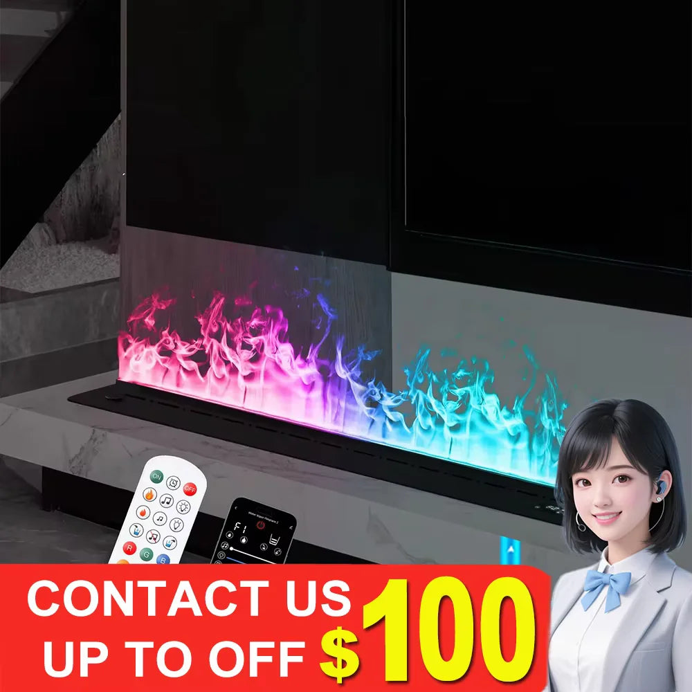 AFLYEVER Water Vapor Atomization Fireplace Humidifier With LED Flame