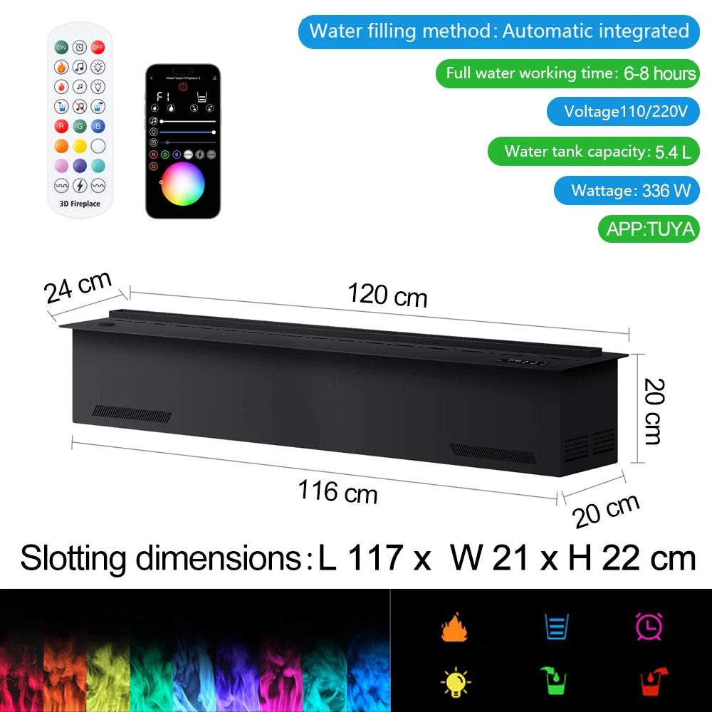 AFLYEVER Water Vapor Atomization Fireplace Humidifier With LED Flame