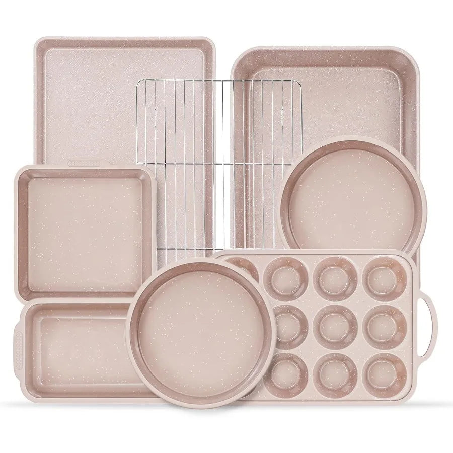 8-Piece Nonstick Bake Pans Set With Silicone Muffin Loaf Pans