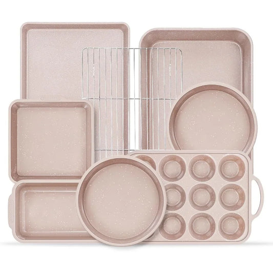 8-Piece Nonstick Bake Pans Set With Silicone Muffin Loaf Pans