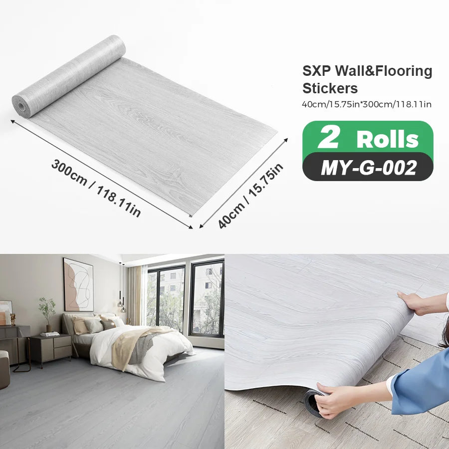 Two Rolls Self Adhesive Wall And Floor Sticker Wood Grain Marble