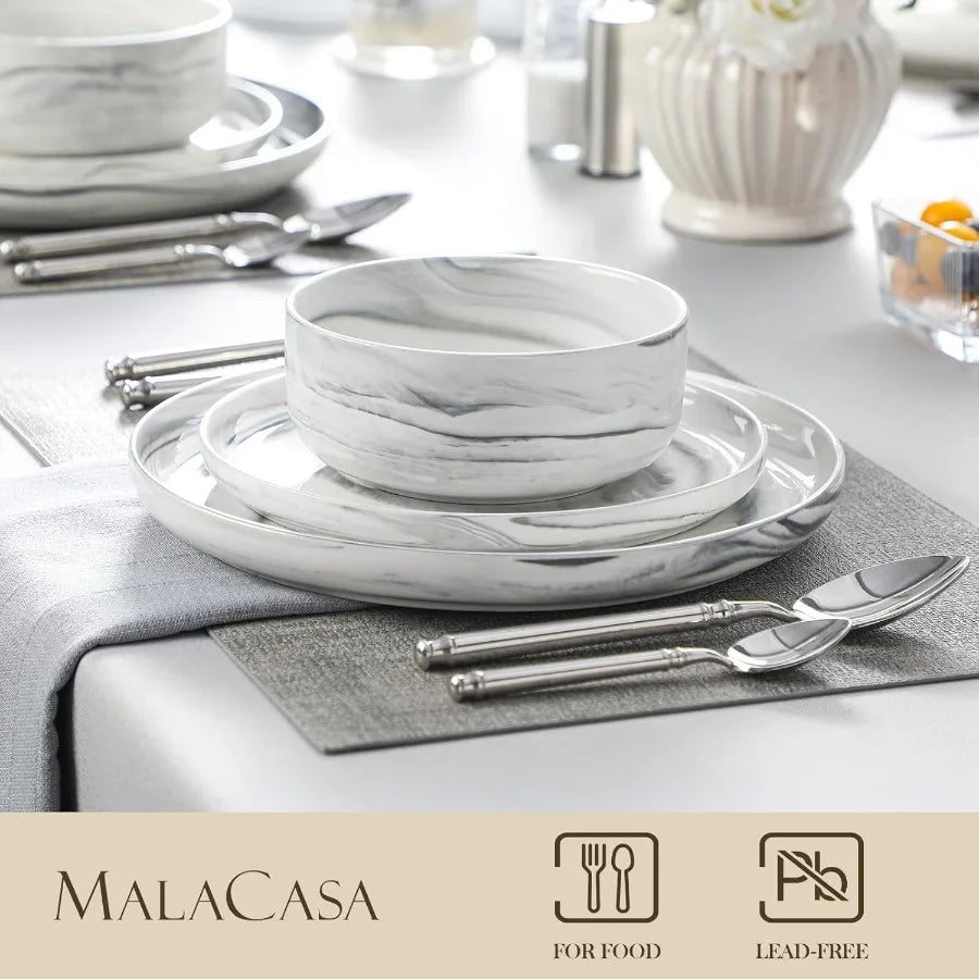 Porcelain Dinnerware Set 12 Pieces Plates And Bowls Ceramic Dishware