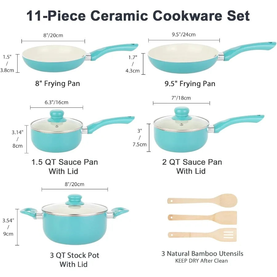 OLOEY Ceramic Nonstick Pots And Pans Set For Induction