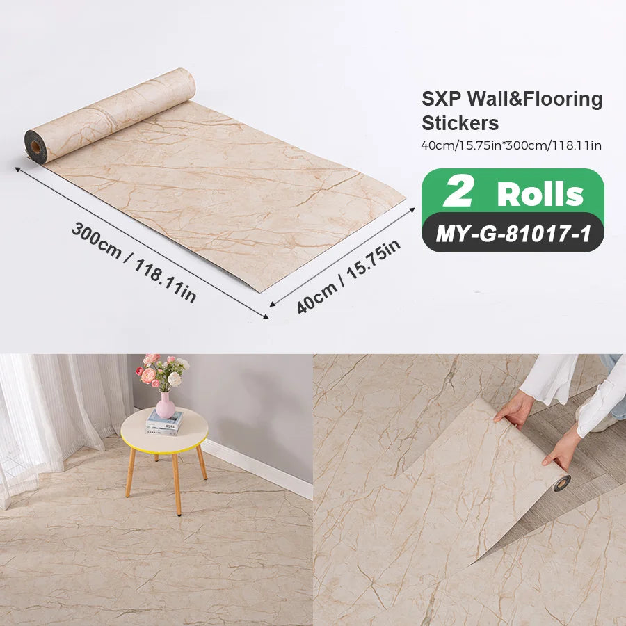 Two Rolls Self Adhesive Wall And Floor Sticker Wood Grain Marble